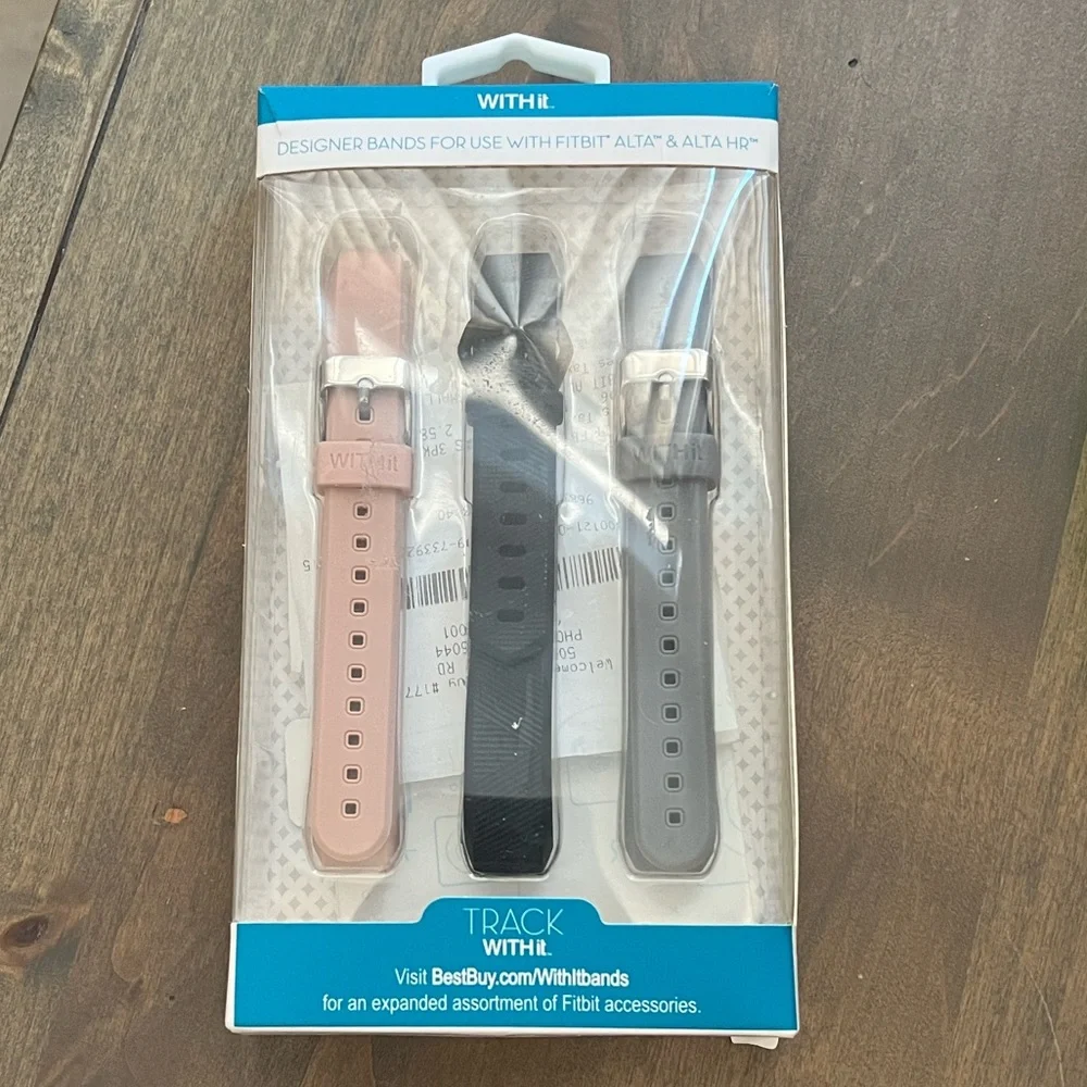 WITHIT Fitbit Alta & Fitbit Alta HR Band Set - Pink, Black, Gray NWT Retail $33.